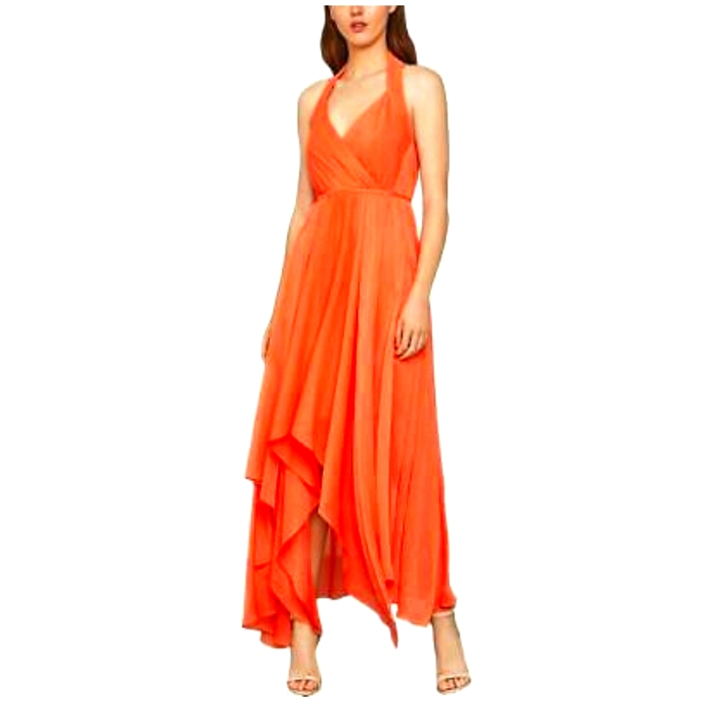 BCBG Max Azria Womens Sleeveless Faux Wrap Ev